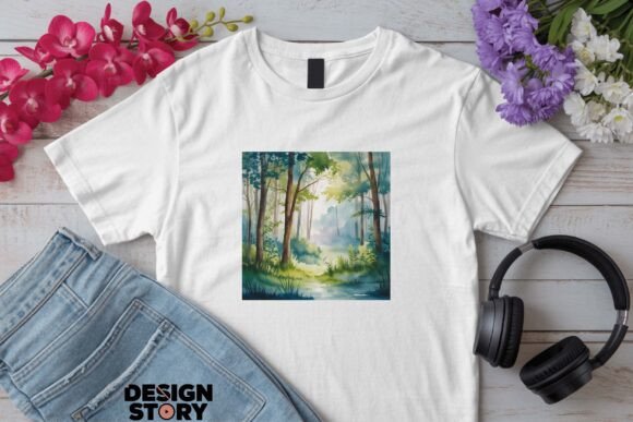 Download Ethereal Watercolor Forest Scene - Premium Resources