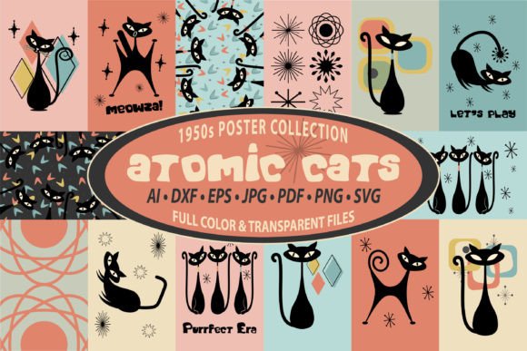 Download Atomic Cat Posters, Mid Century Wall Art - Premium Resources