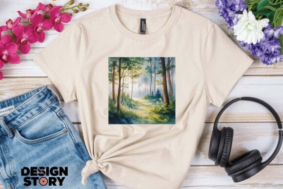 Download Ethereal Watercolor Forest Scene - Premium Resources